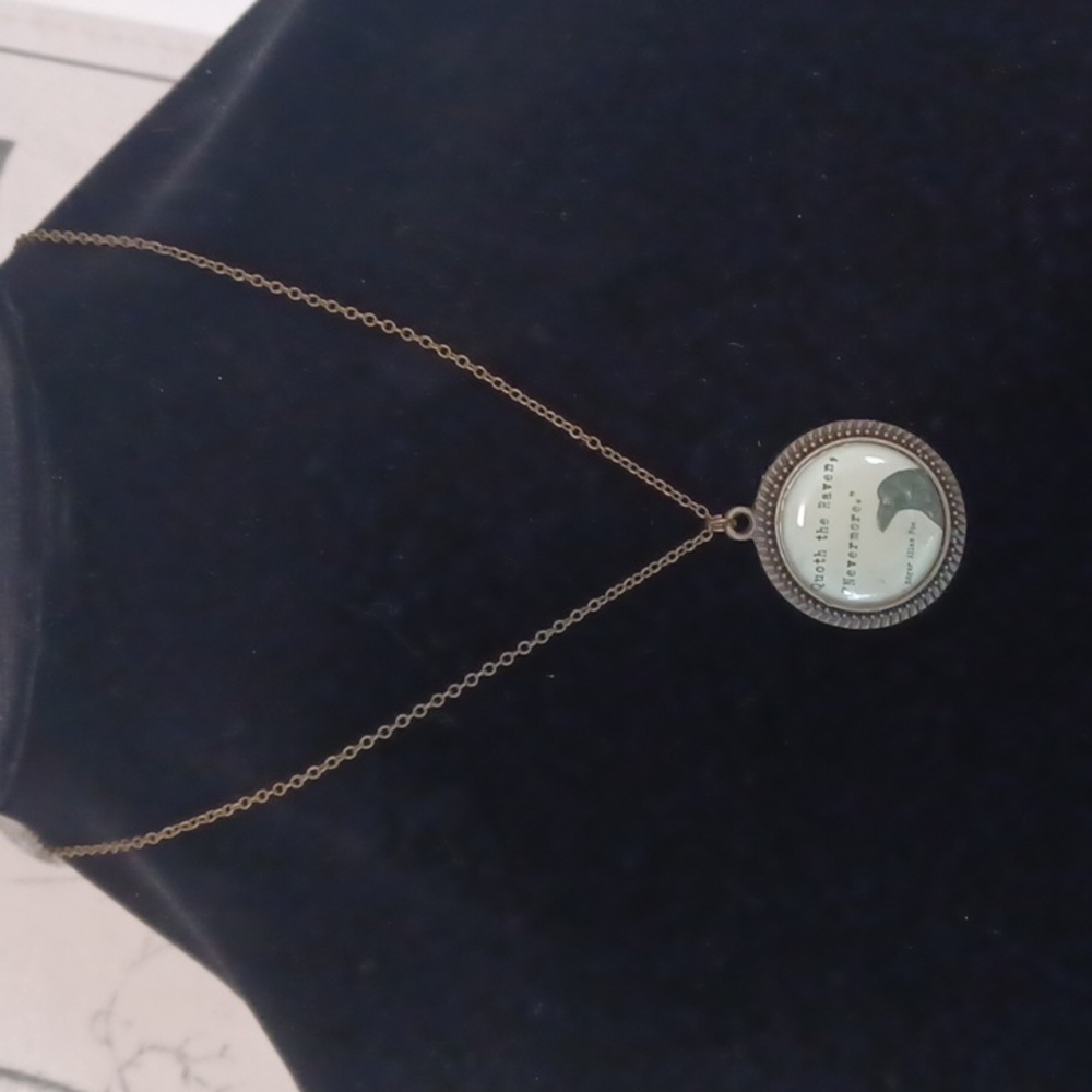 Halloween Edgar Allen Poe Raven Necklace - Picture 2 of 4